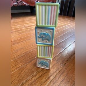 Burton + Burton Animal Crackers Ceramic Child Blocks Vase, Pastel Colors